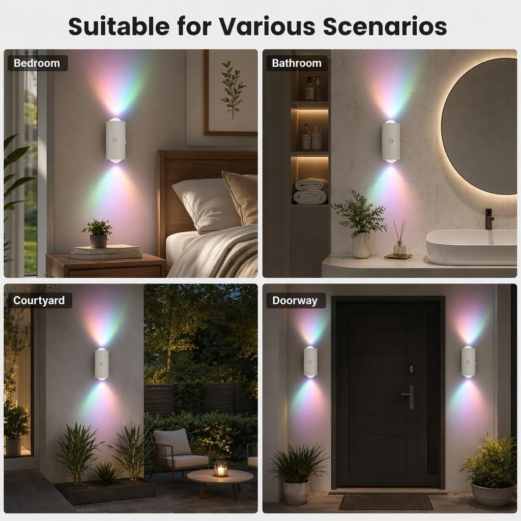 Motion Sensor Night Light, USB-C Rechargeable RGB Wall Light 1 Pack
