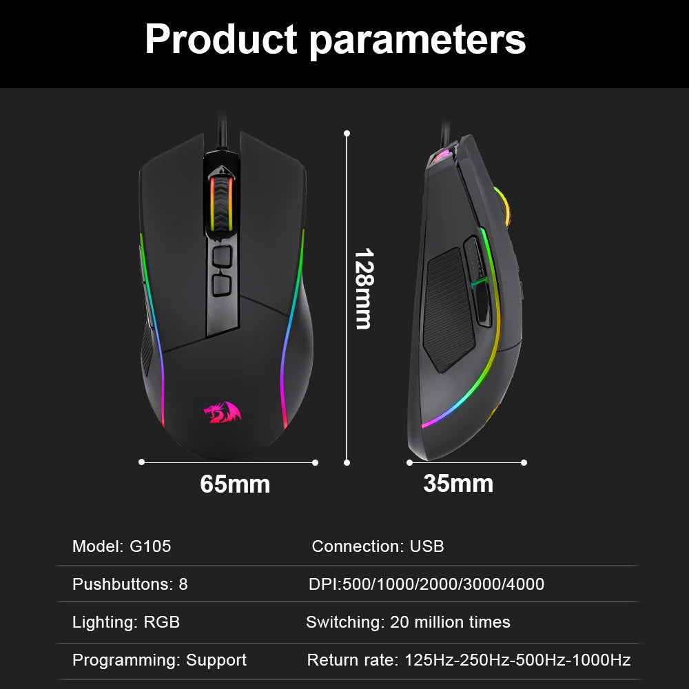 Lonewolf USB Wired Gaming Mouse 8000dpi