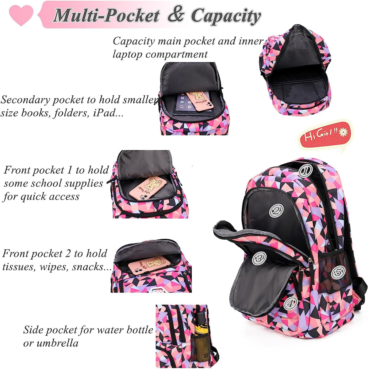 Geometric Print Kids Backpack