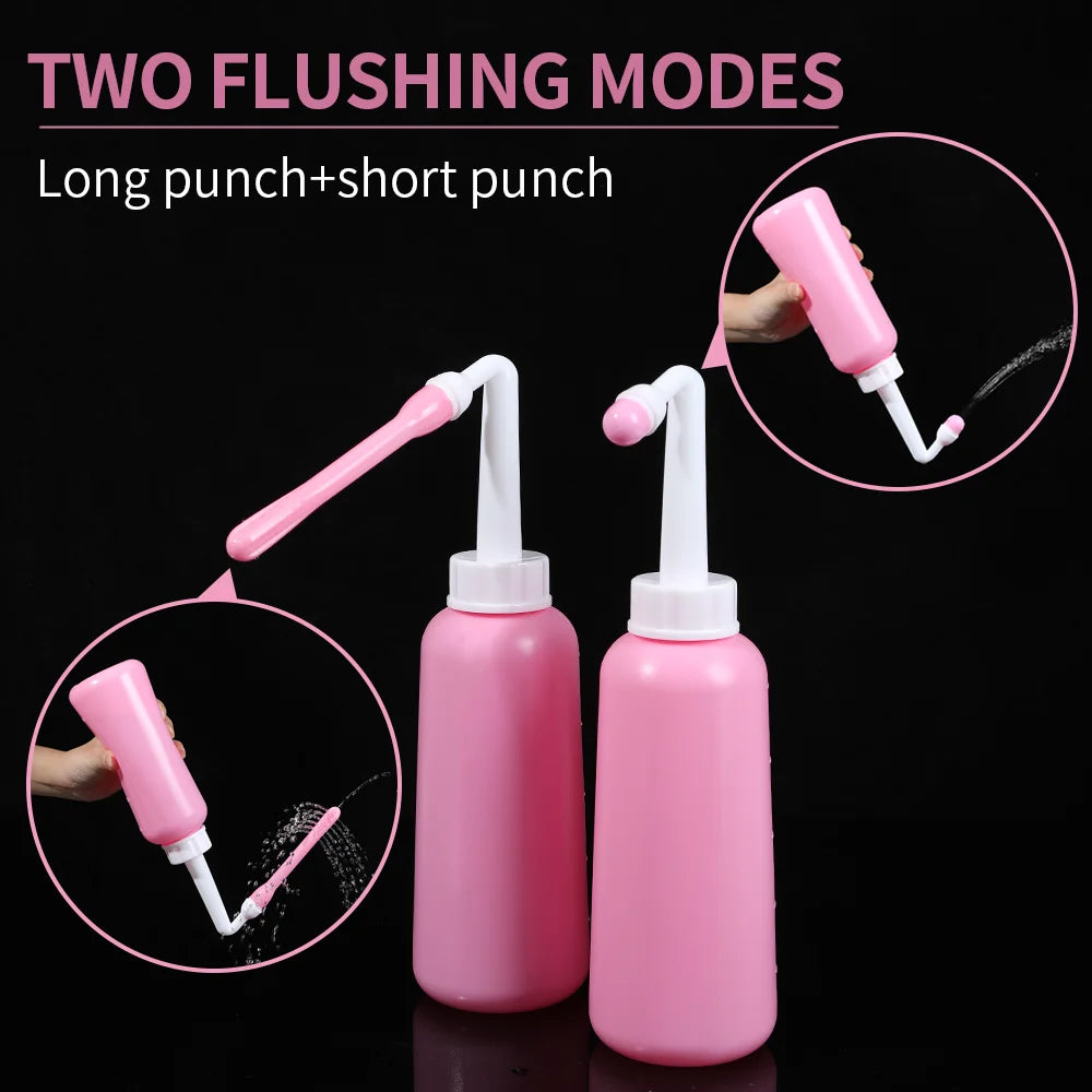 Short Punch Long Punch Dual Flushing Modes 500Ml Handheld Personal Bidet Bottle Feminine Care Perineum Cleaning Bathroom Protabl