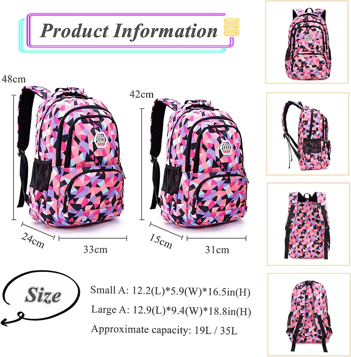 Geometric Print Kids Backpack