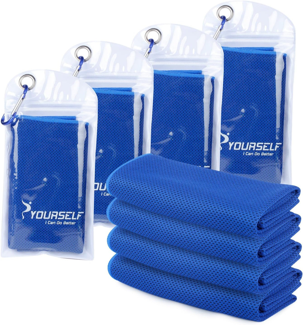 Cooling Towel, Cooling Towels for Neck,4 Pack 40" X 12"Ice Towel for Instant Cooling Relief, Soft Breathable Chilly Towel, Perfect Yoga, Golf, Sports, Athletes, Camping Towel(Dblue)